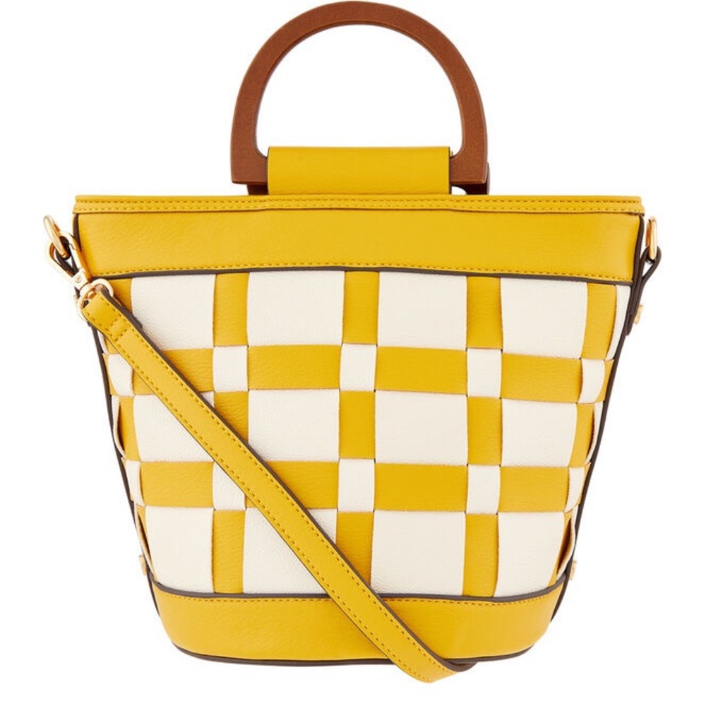 Accessorize Contrast Weave Top Handle/Crossbody Bucket Bag